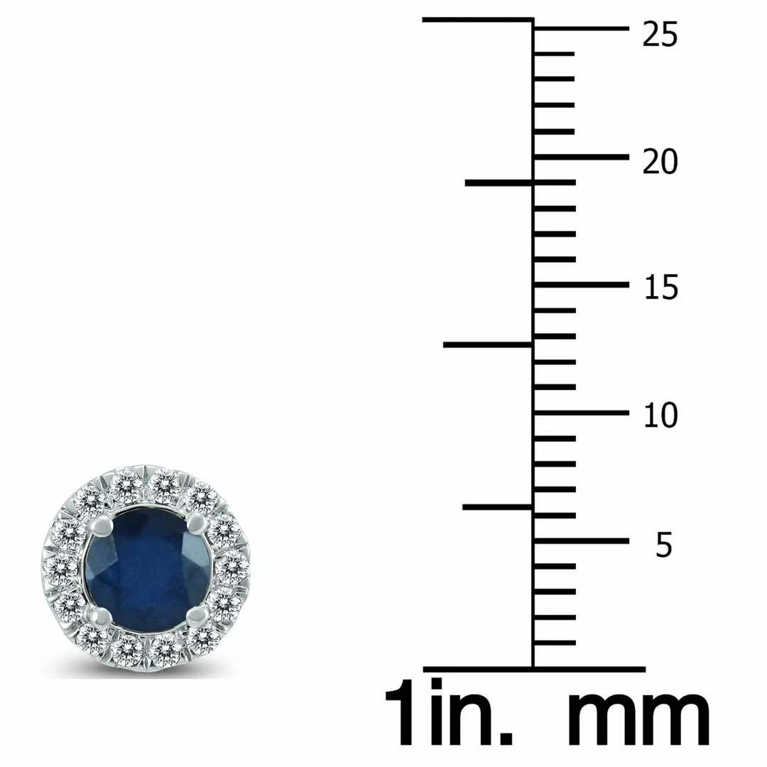 Wholesale 𧨠Monary Genuine 1 3/4 Carat TW Natural Sapphire And Real Diamond Halo Earrings in 14K White Gold for π© women β - Image 4