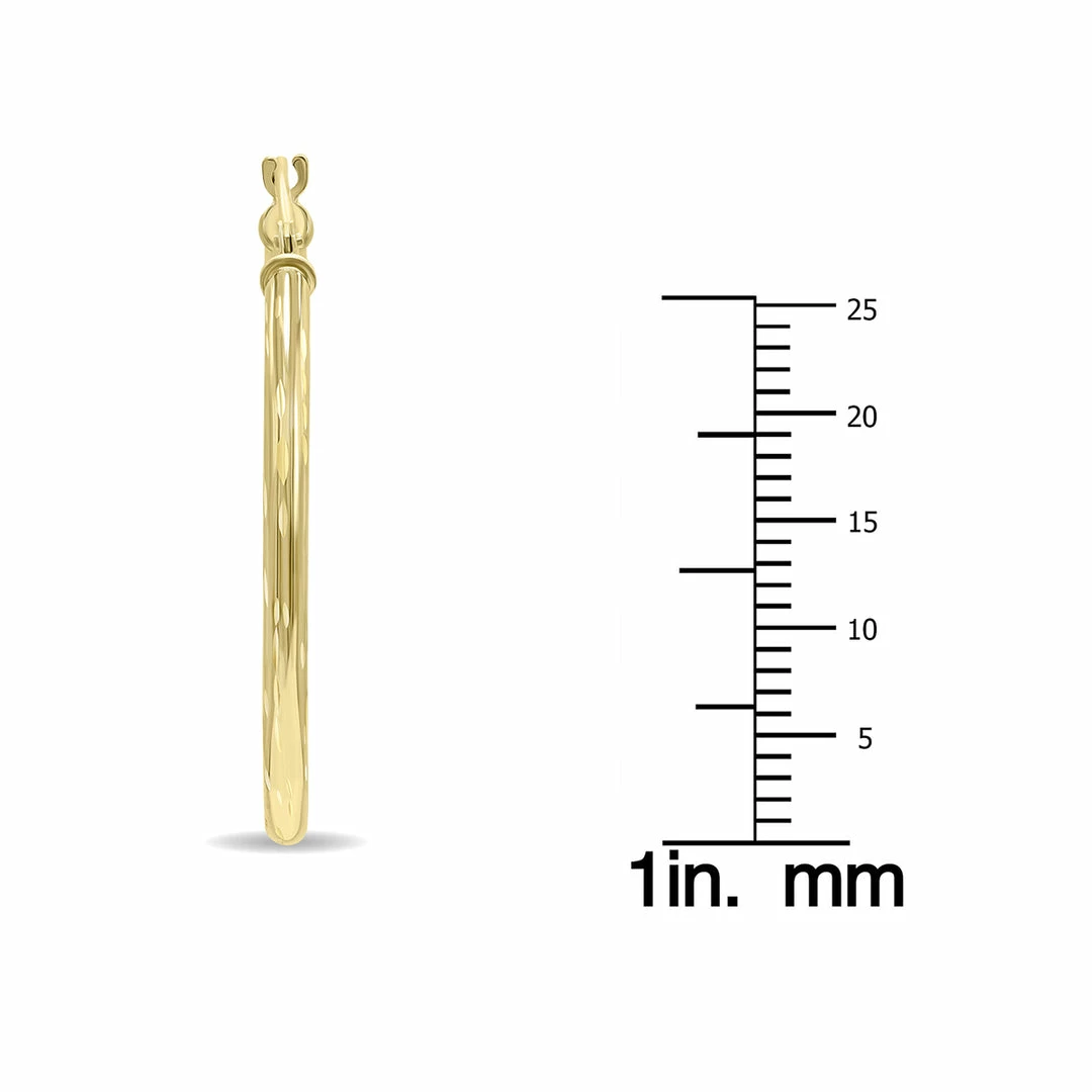 Discount π Monary 10K Yellow Gold Shiny Diamond Cut Engraved Hoop Earrings (30mm) for π© women βοΈ - Image 4