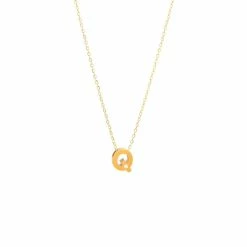 Brand new ⌛ Monary 14k Yg Initial Q W/ Diamond And Chain (16+2") for 👩 women 😍