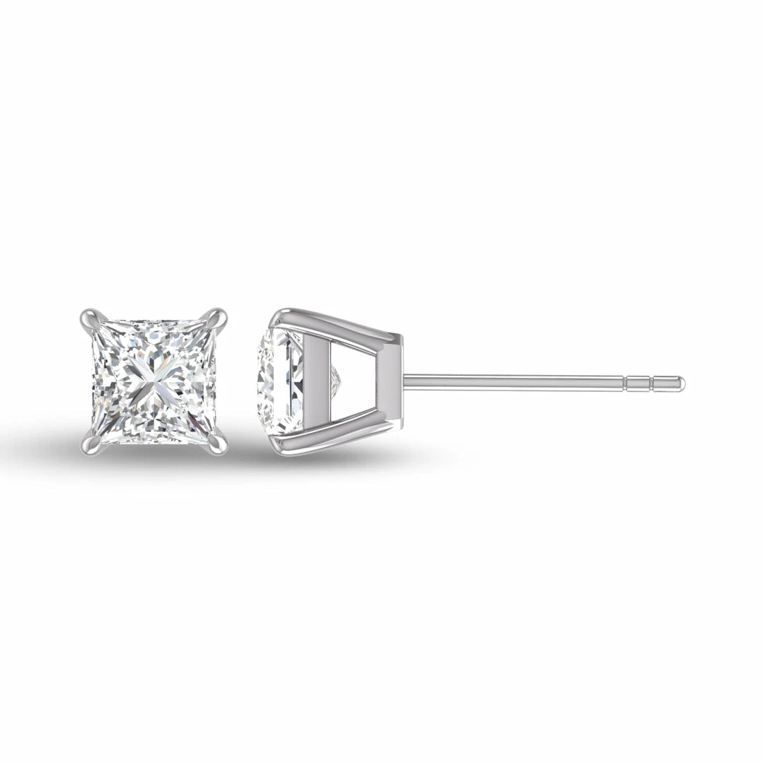Promo π Monary Lab Grown 1 CTW Princess Cut Solitaire Diamond Earrings in 14K White Gold for π© women π - Image 4