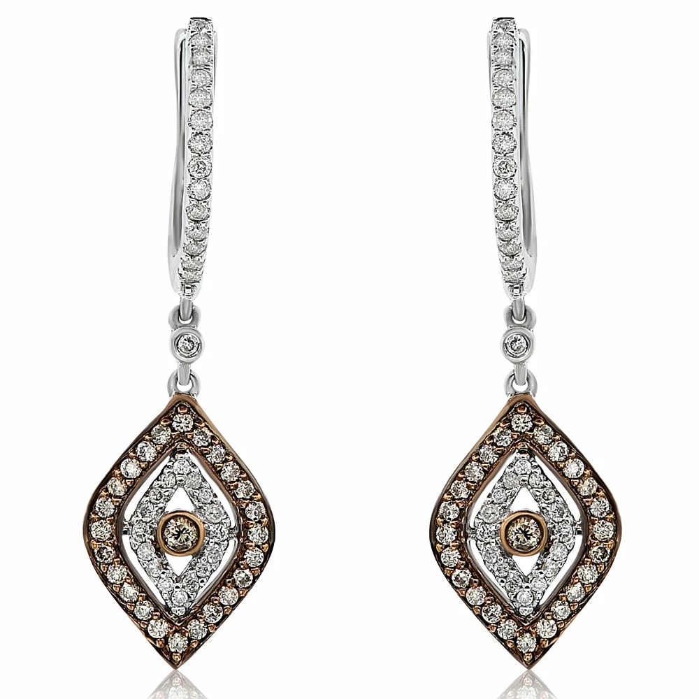 Deals π€© Monary Brown & White Diamond Fashion Dangle Earrings Set in 14K White Gold for π© women π₯