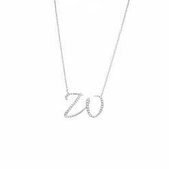 Top 10 ❤️ Monary Diamond Script Initial Necklace (Wg/ 16+2") for 👩 women 🌟