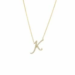 Best Pirce 🤩 Monary Diamond Script Initial Necklace (Yg/ 16+2") for 👩 women 👍