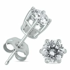 Coupon 👏 Monary 1 Carat TW 6 Prong Round Diamond Solitaire Stud Earrings In 14k White Gold for 👩 women 😉