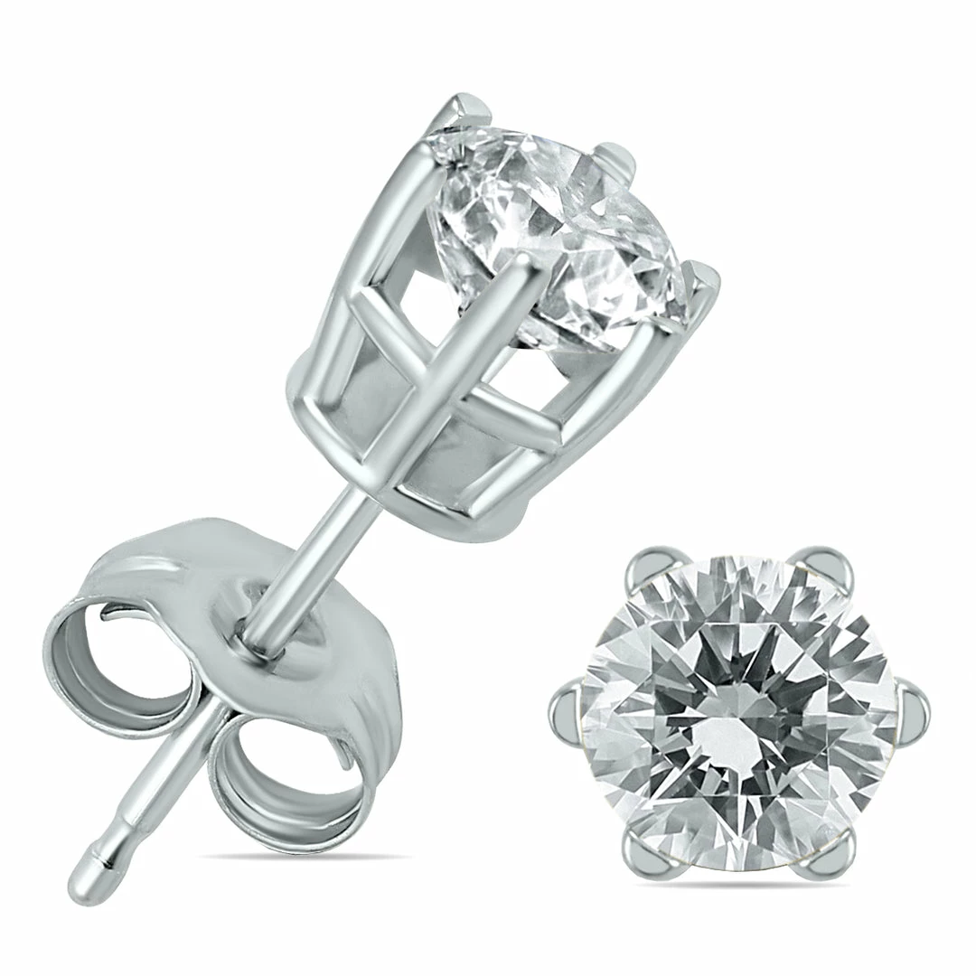 Coupon π Monary 1 Carat TW 6 Prong Round Diamond Solitaire Stud Earrings In 14k White Gold for π© women π