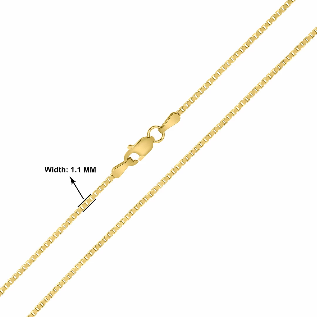 Promo π Monary 14K Yellow Gold 1.1mm Shiny Square Link Classic Box Chain with Lobster Clasp - 18 Inch for π© women π - Image 4