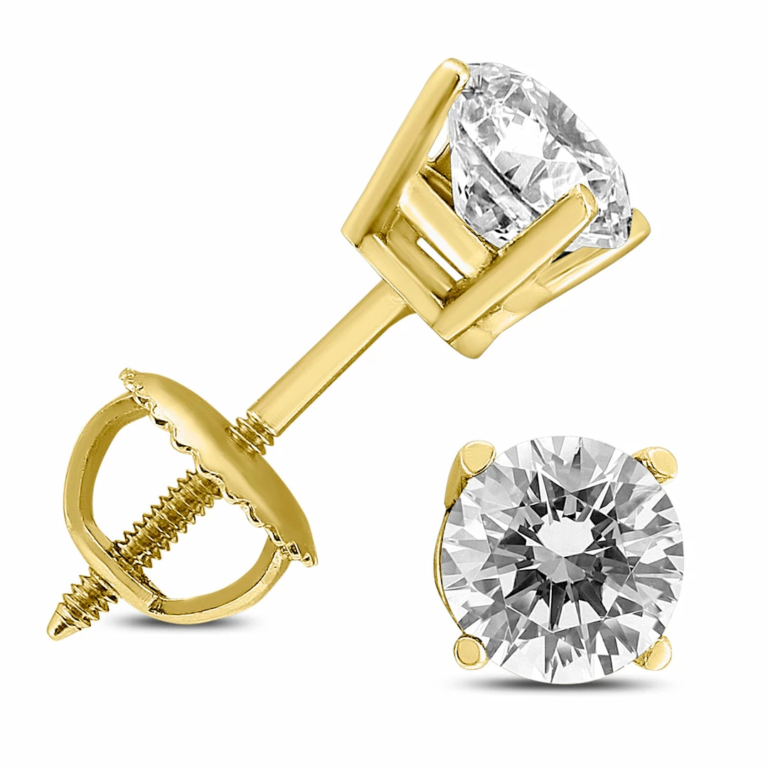 New β Monary 1/2 Carat TW Diamond Studs Screw Back Earrings in 14K Yellow Gold for π© women π