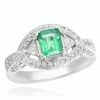 Hot Sale ✔️ Monary Green Emerald & Diamond Ring - Set in 18K White Gold for 👩 women 🔥
