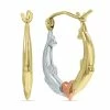 Brand new 👏 Monary 10K White and Yellow Gold Two-Tone in Love Dolphin Hoop Earrings for 👩 women 😉