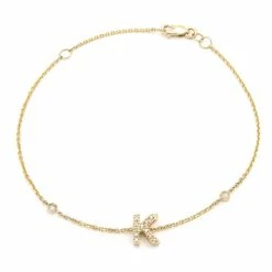 Budget 👍 Monary Diamond Initial Fashion Bracelet "K" (14k) (6+1") for 👩 women 😉