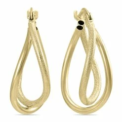 Hot Sale 🎉 Monary Twisted Drop Hoop Earrings in 14K Yellow Gold for 👩 women 🎁