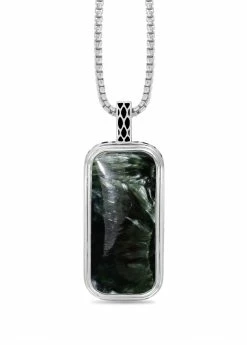 Top 10 🎉 Monary Seraphinite Stone Tag in Black Rhodium Plated Sterling Silver for men 🛒