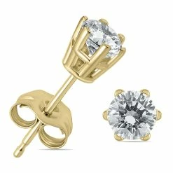 Promo ✔️ Monary 1/2 Carat TW 6 Prong Round Diamond Solitaire Stud Earrings In 14k Yellow Gold for 👩 women 😍