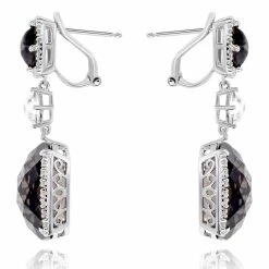 Best deal 🔥 Monary Brown Quartz & Diamond Drop Earrings Set in 14K White Gold for 👩 women 😀