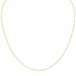 Discount 𧨠Monary 14K Yellow Gold 1.5MM Dainty Paperclip Necklace With Lobster Clasp - 16 Inch for π© women π
