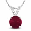 Budget ✔️ Monary 14K White Gold 5MM Round Ruby Pendant for 👩 women 🛒
