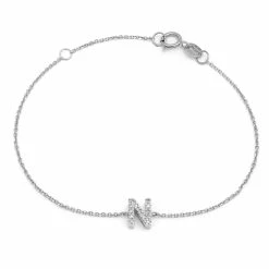 Top 10 😀 Monary Diamond Intiial"N" Bracelet (Wg/7"+1") for 👩 women 💯