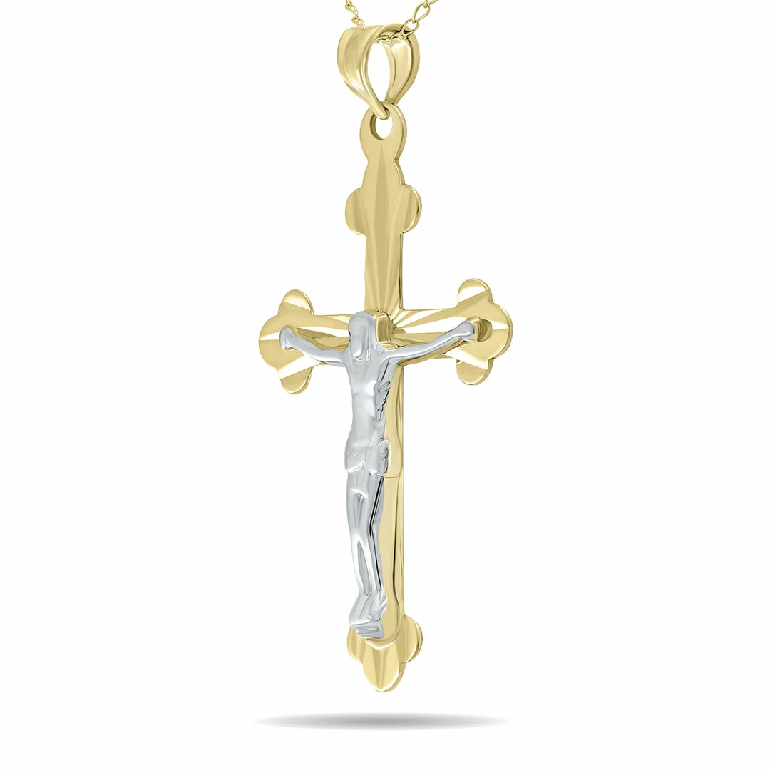 Discount βοΈ Monary Ornate Crucifixion Roman Cross Pendant In 10K Yellow Gold With White Rhodium Accents for π© women π€© - Image 2
