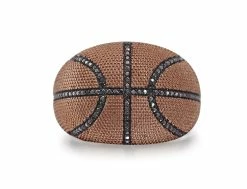 Buy ⭐ Monary Slam Dunk 🏀 Basketball Brown Rhodium Plated Sterling Silver Black Diamond Ring for men ❤️