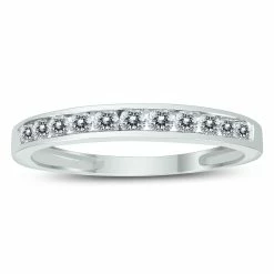 Best Pirce 😀 Monary 1/2 Carat TW Channel Set Diamond Band in 10K White Gold for 👩 women 🔔