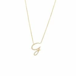 Deals 🤩 Monary Diamond Script Initial Necklace (Yg/ 16+2") for 👩 women 🔔