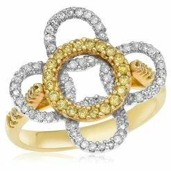 Best Pirce 🧨 Monary White & Yellow Diamonds Prong Set Fashion Ring Set in 14K Two Tone Gold for 👩 women ✨