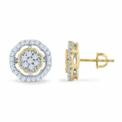 Best Pirce ⌛ Monary 10K Yellow Gold Earrings with 0.14 ct. Diamonds for 👩 women 🎉
