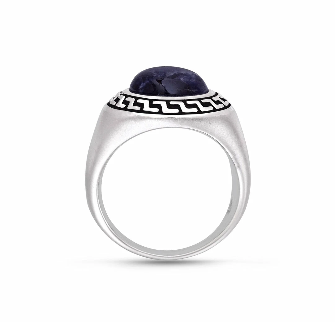 Deals π₯ Monary Dark Blue Sodalite Stone Signet Ring in Black Rhodium Plated Sterling Silver for men π― - Image 3