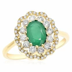 Brand new ✔️ Monary Green Emerald & Diamond Ring for 👩 women ✔️