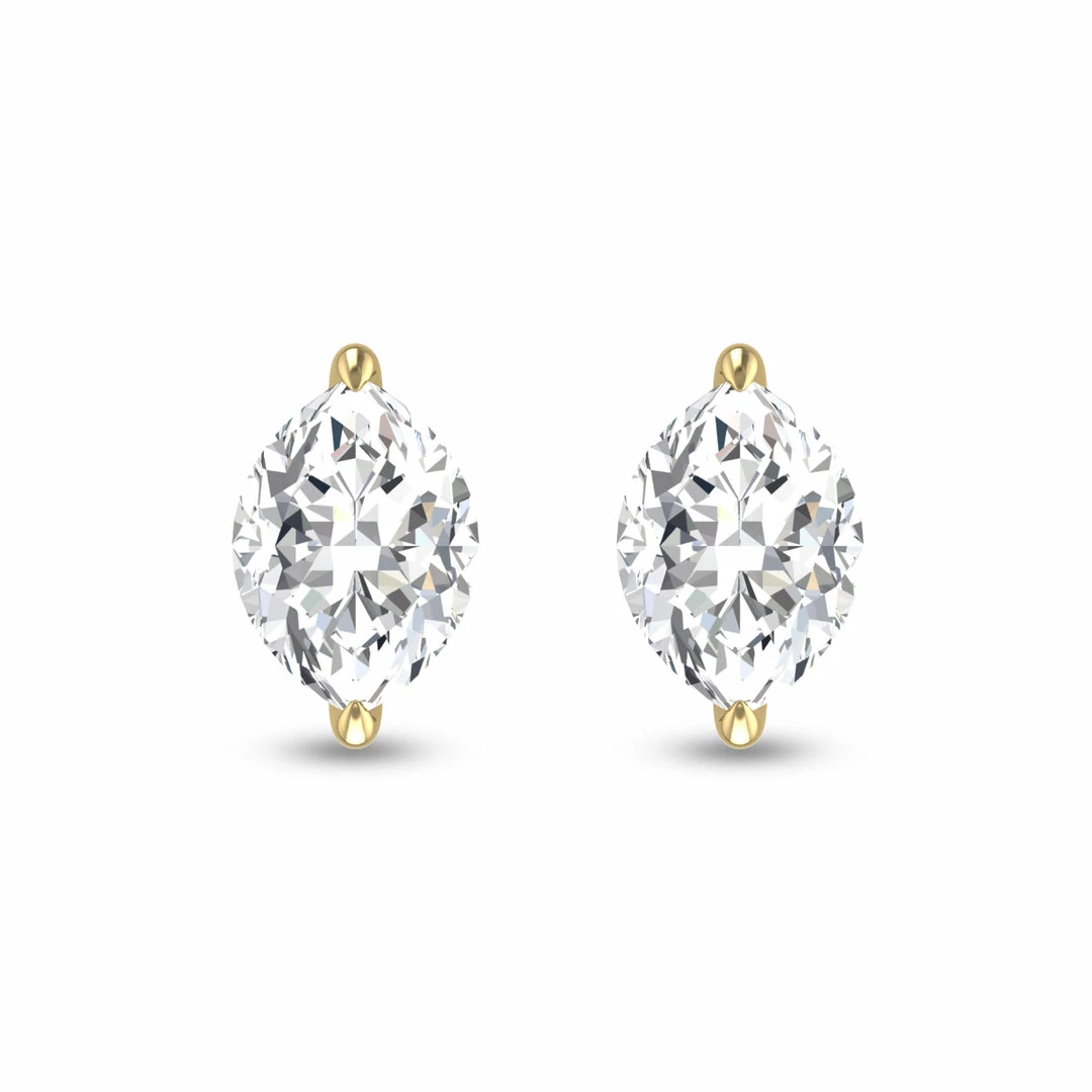 Promo π Monary Lab Grown 1/4 CTW Marquise Solitaire Diamond Earrings in 14K Yellow Gold for π© women β€οΈ