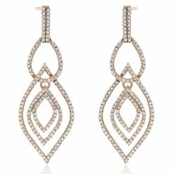 Best deal 👏 Monary Diamond Fashion Dangle Earrings Set in 14K Rose Gold for 👩 women ⭐