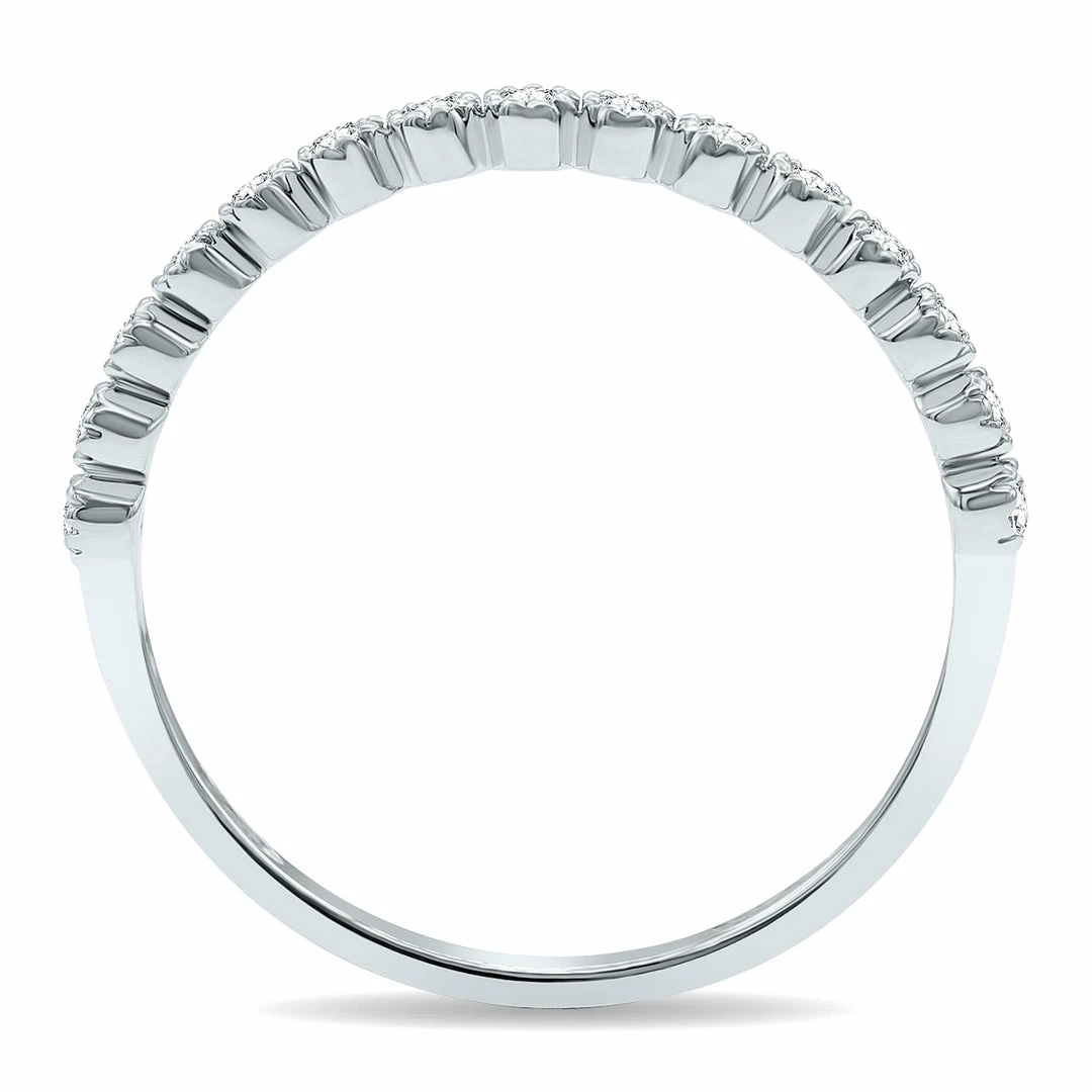 Hot Sale β Monary 1/5 Carat TW Beaded Crown Setting Diamond Wedding Band in 10K White Gold for π© women π - Image 3