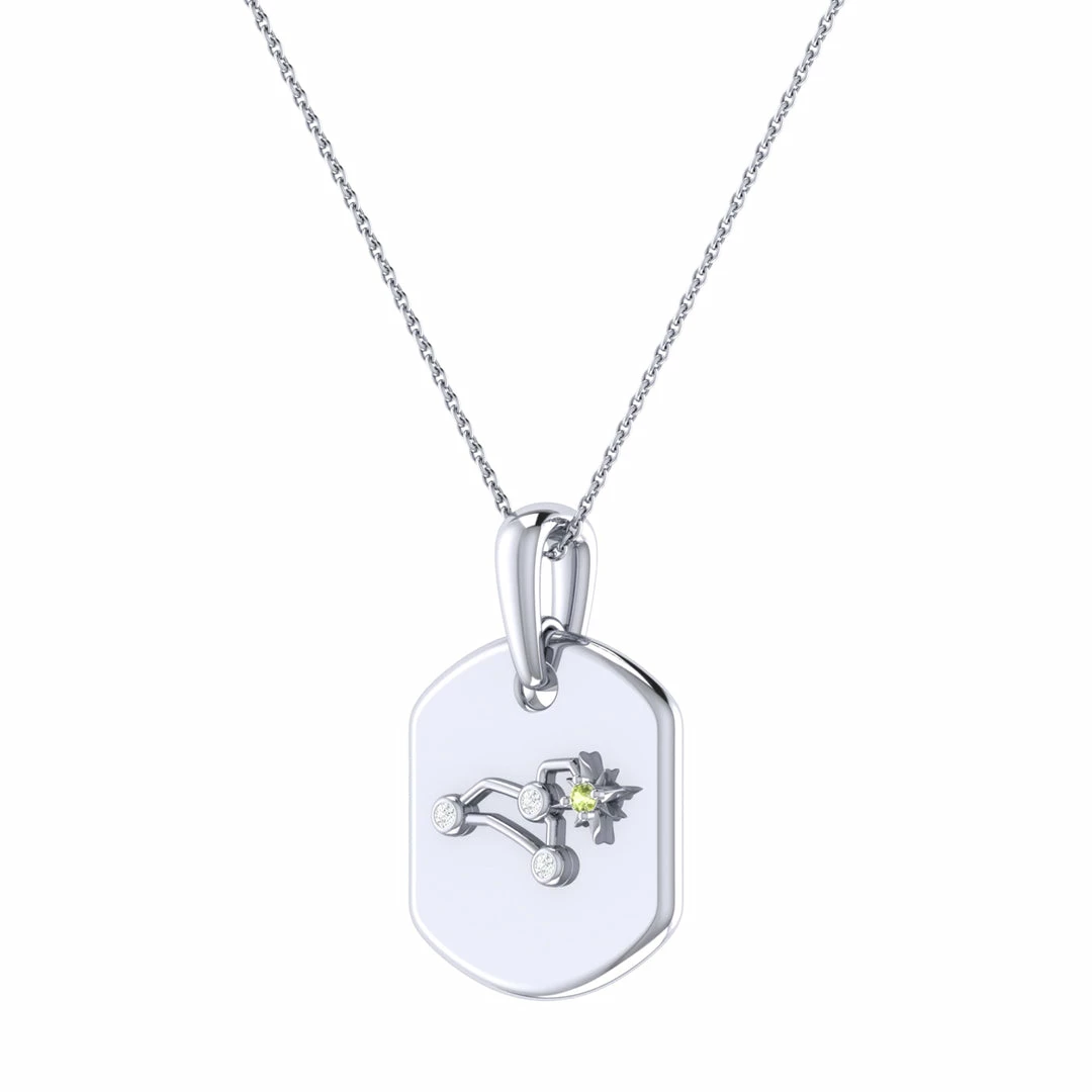 Outlet π Monary Leo Lion Peridot & Diamond Constellation Tag Pendant Necklace in Sterling Silver for π© women π - Image 2
