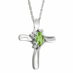 Hot Sale π Monary Peridot Cross Diamond Pendant 10k White Gold for π© women π