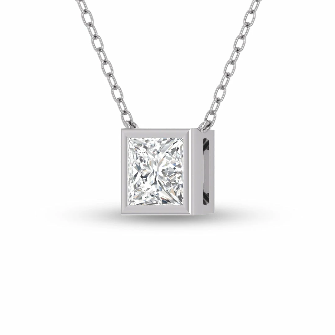 Cheapest π Monary Lab Grown 1 CTW Princess Cut Bezel Set Diamond Solitaire Pendant in 14K White Gold for π© women π― - Image 2