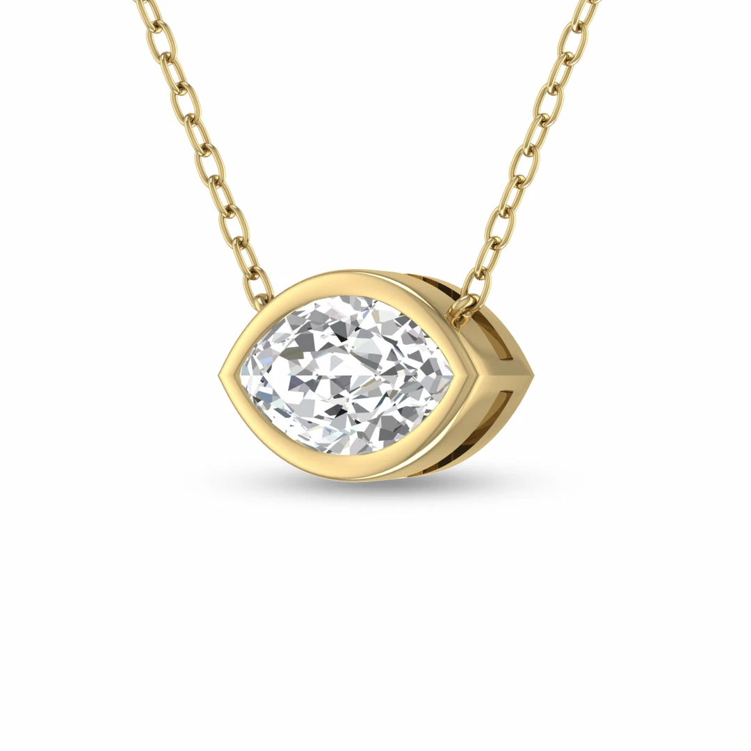 Best reviews of π Monary Lab Grown 1/2 CTW Marquise Shaped Bezel Set Diamond Solitaire Pendant in 14K Yellow Gold for π© women π - Image 2