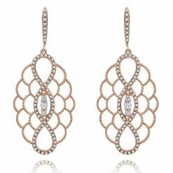 Best Sale 🧨 Monary White Diamond Dangle Earrings Set in 14K Rose Gold for 👩 women ❤️