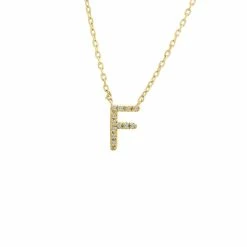 Best deal 👍 Monary Silver Diamond Initial "F" Necklace W/18k Yg Plate for 👩 women 🛒
