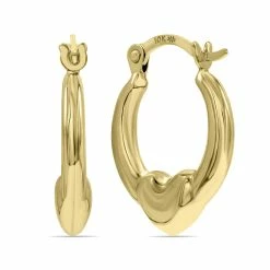 Best Pirce 🤩 Monary 10K Yellow Gold Huggie Hoop Earrings With A Heart for 👩 women 👍