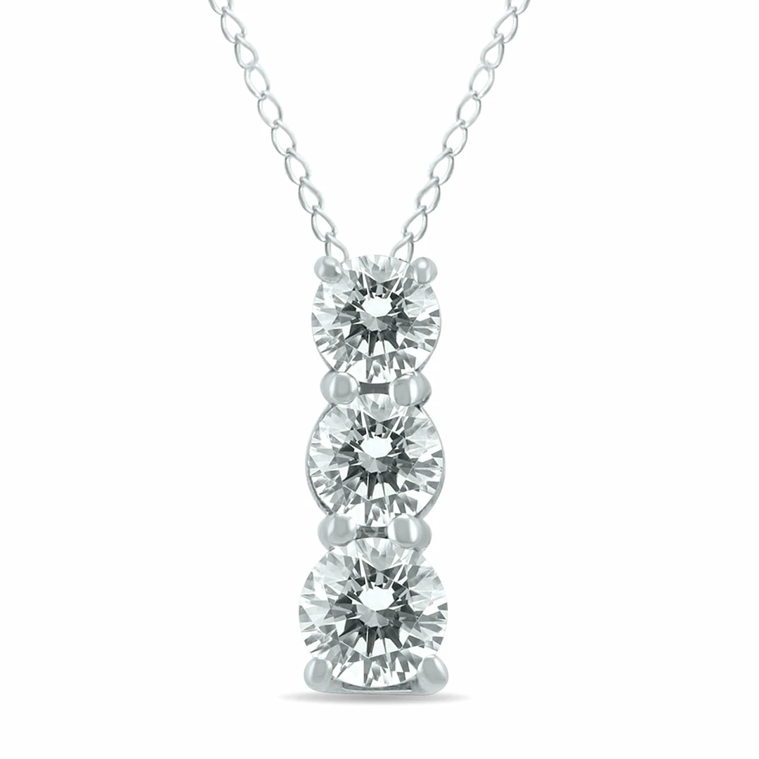 Deals π Monary 1/2 Carat TW Three Stone Diamond Pendant in 14K White Gold for π© women β