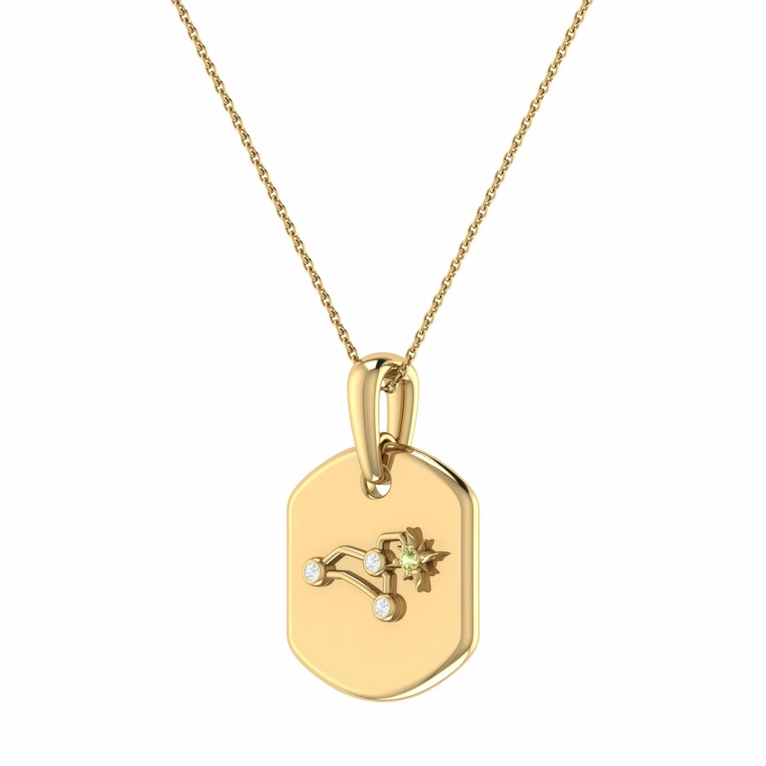 Outlet π₯ Monary Leo Lion Peridot & Diamond Constellation Tag Pendant Necklace in 14K Yellow Gold Vermeil on Sterling Silver for π© women π - Image 3