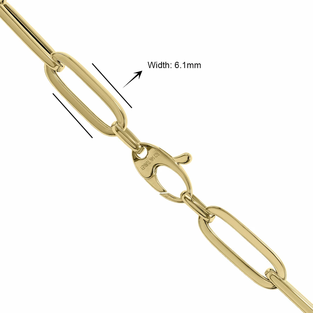 Buy π Monary 14K Yellow Gold Paperclip Link Chain With Lobster Clasps - 24 Inch for π© women π - Image 3