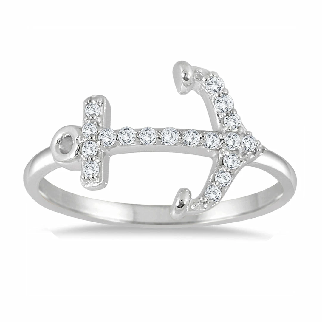 Wholesale π Monary 1/5 Carat TW Diamond Anchor Ring in 10K White Gold for π© women π