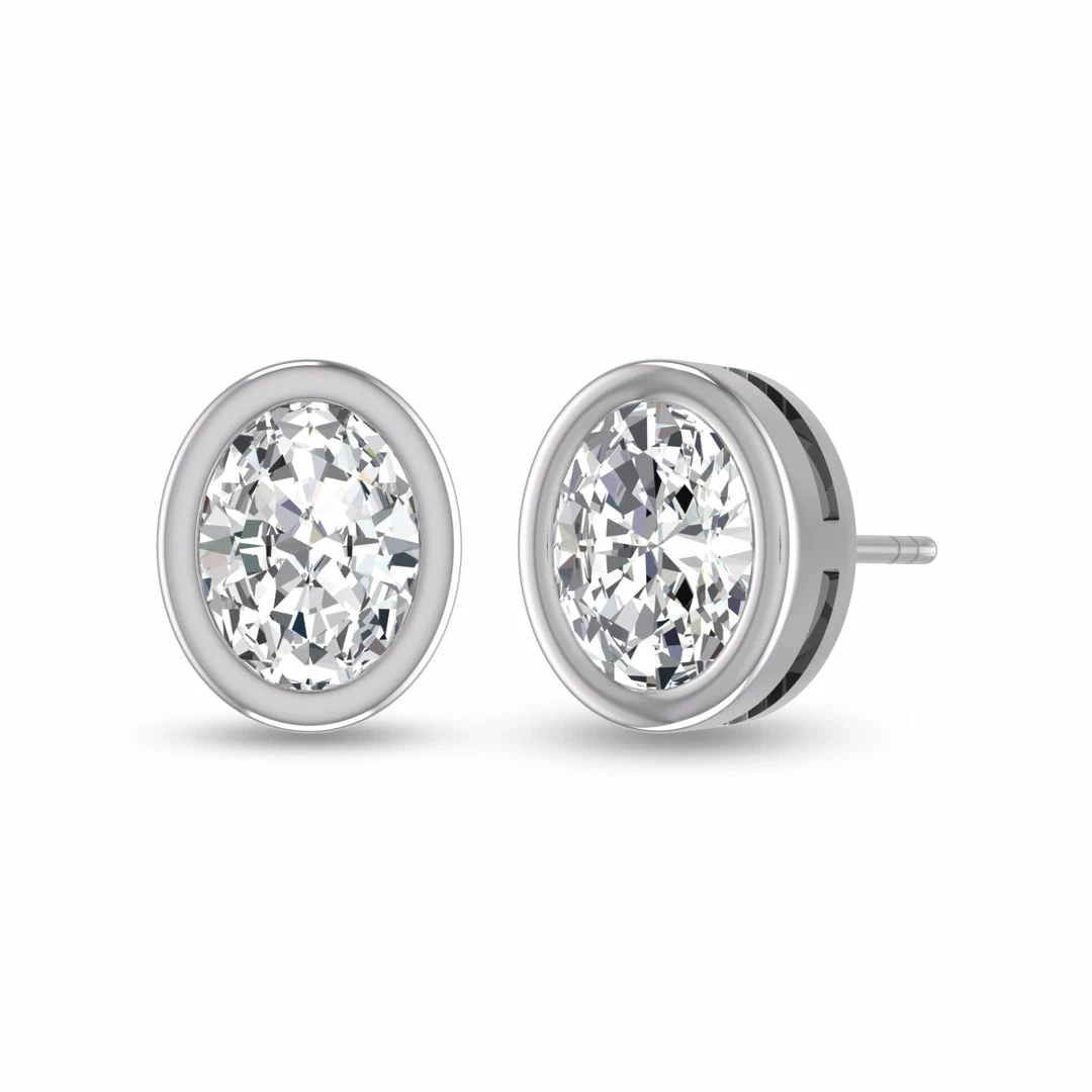 Coupon β€οΈ Monary Lab Grown 1 CTW Oval Bezel Set Solitaire Diamond Earrings in 14K White Gold for π© women π - Image 3