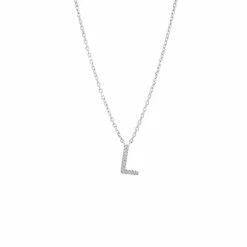 Wholesale 🎁 Monary Silver Diamond Initial "L" Necklace for 👩 women ⭐