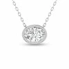Best Pirce 💯 Monary Lab Grown 1 CTW Floating Oval Bezel Set Diamond Solitaire Pendant in 14K White Gold for 👩 women 🛒