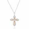 Outlet 🔥 Monary White Diamond Cross Pendant Necklace Set in 18K Two for 👩 women 😀