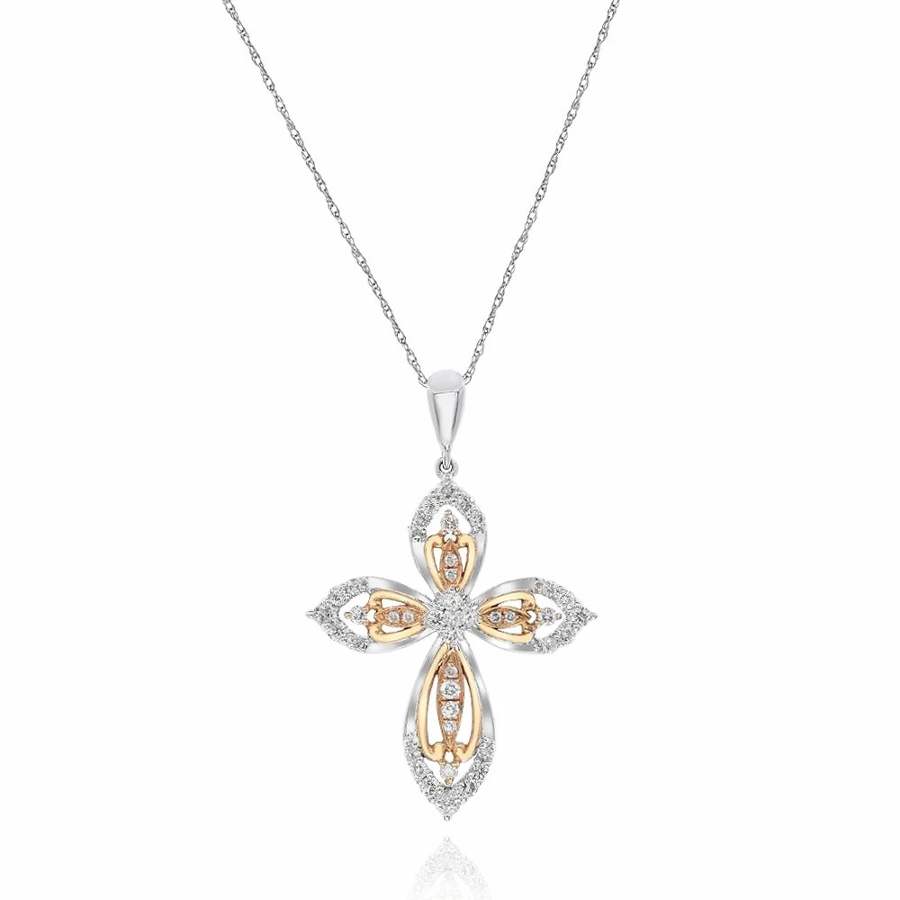 Outlet π₯ Monary White Diamond Cross Pendant Necklace Set in 18K Two for π© women π