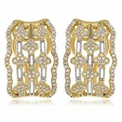 Cheap 🤩 Monary Diamond Huggies Earrings Set in 14K Two Tone Gold for 👩 women ⭐
