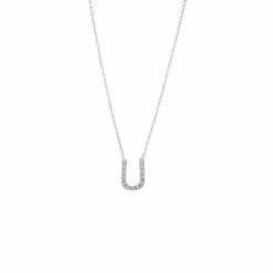 Coupon 🎁 Monary Silver Diamond Initial "U" Necklace for 👩 women 😀